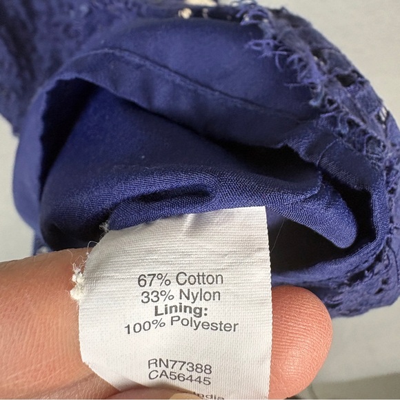 J.Crew Navy Blue Lace Overlay Top Sz 8 - Picture 8 of 9